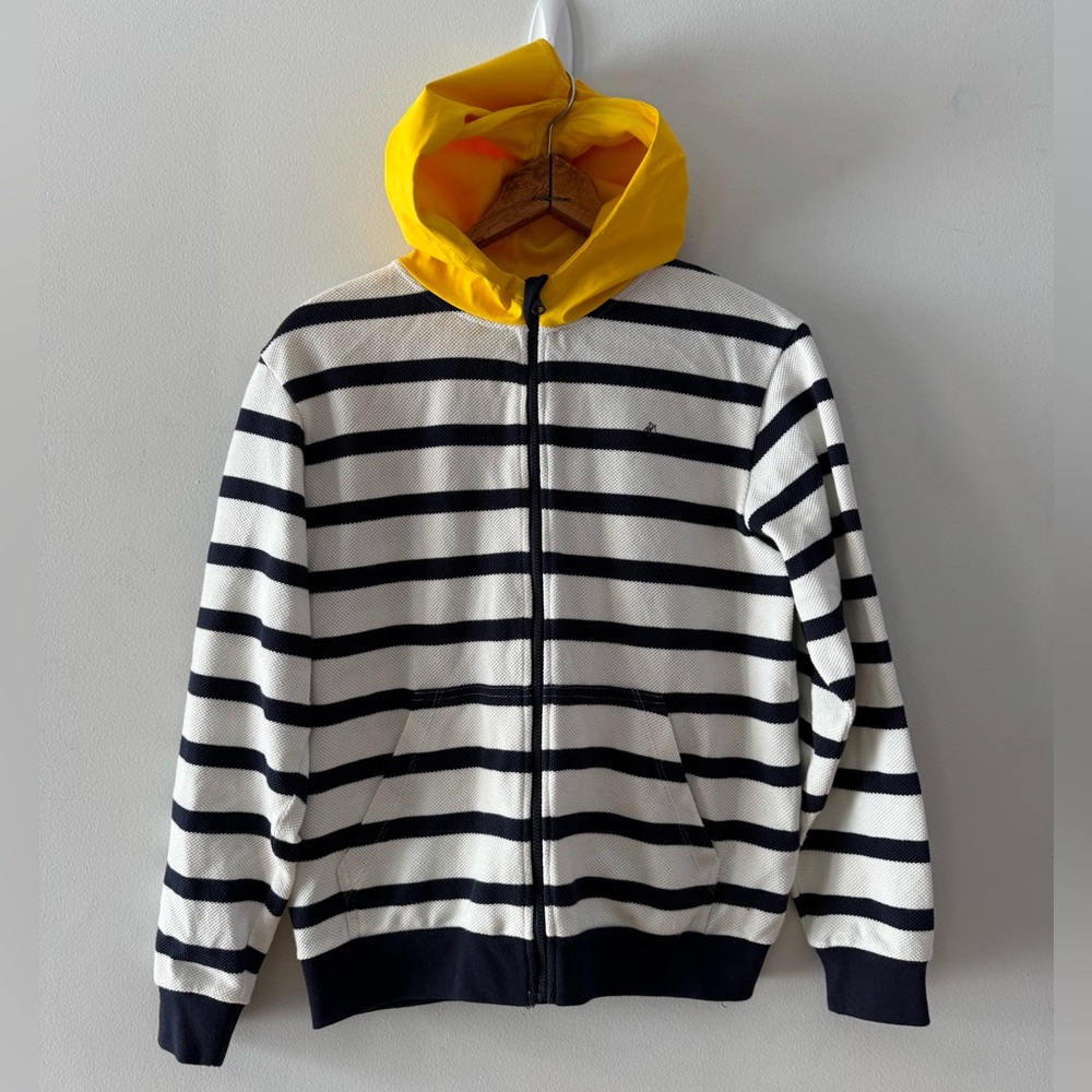 NWT -‎ Petit Bateau Striped Sweat Shirt A Capuche Jacket, Sz 12 years, rain coat